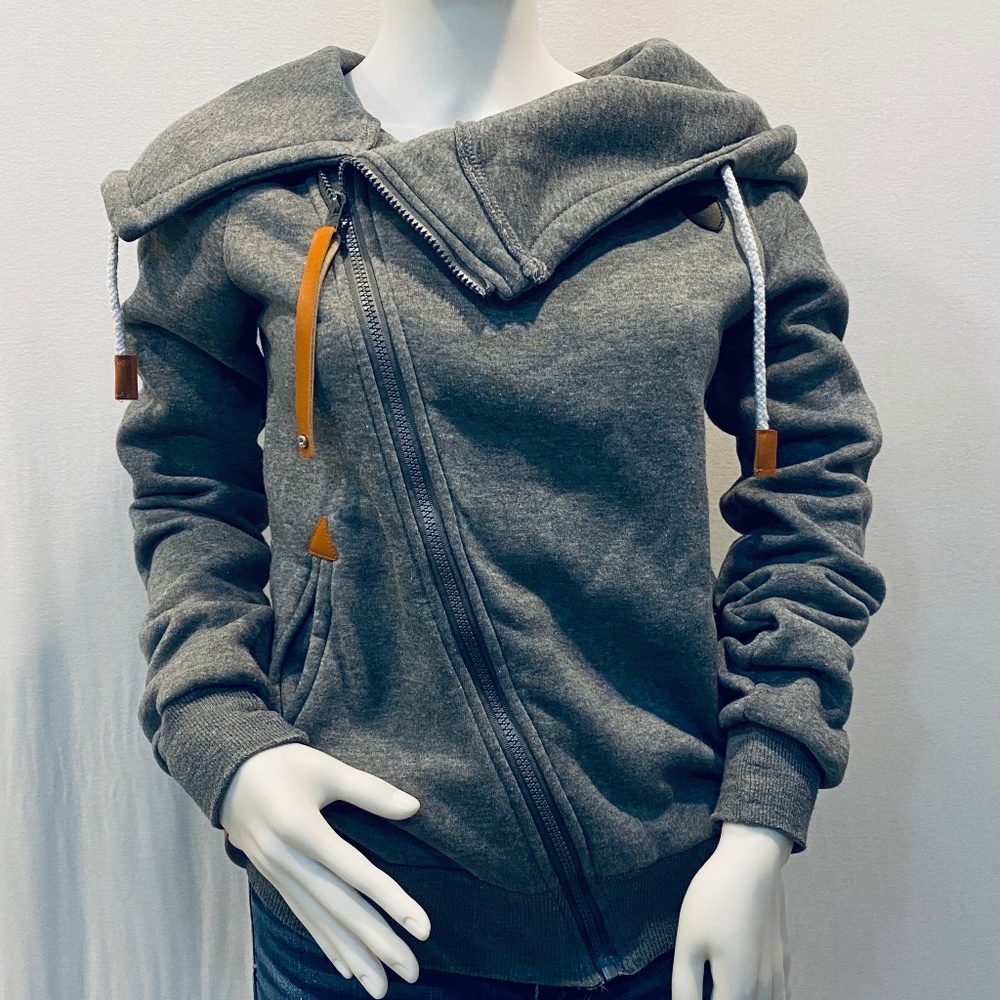 Dark Gray Sweatshirt with Over-sized Hoodie